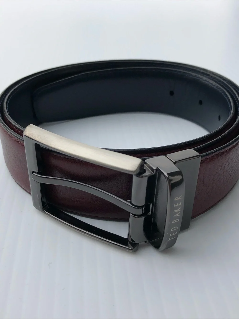 Ted Baker Men's brown and black reversible Leather Belt with Gunmetal Buckle